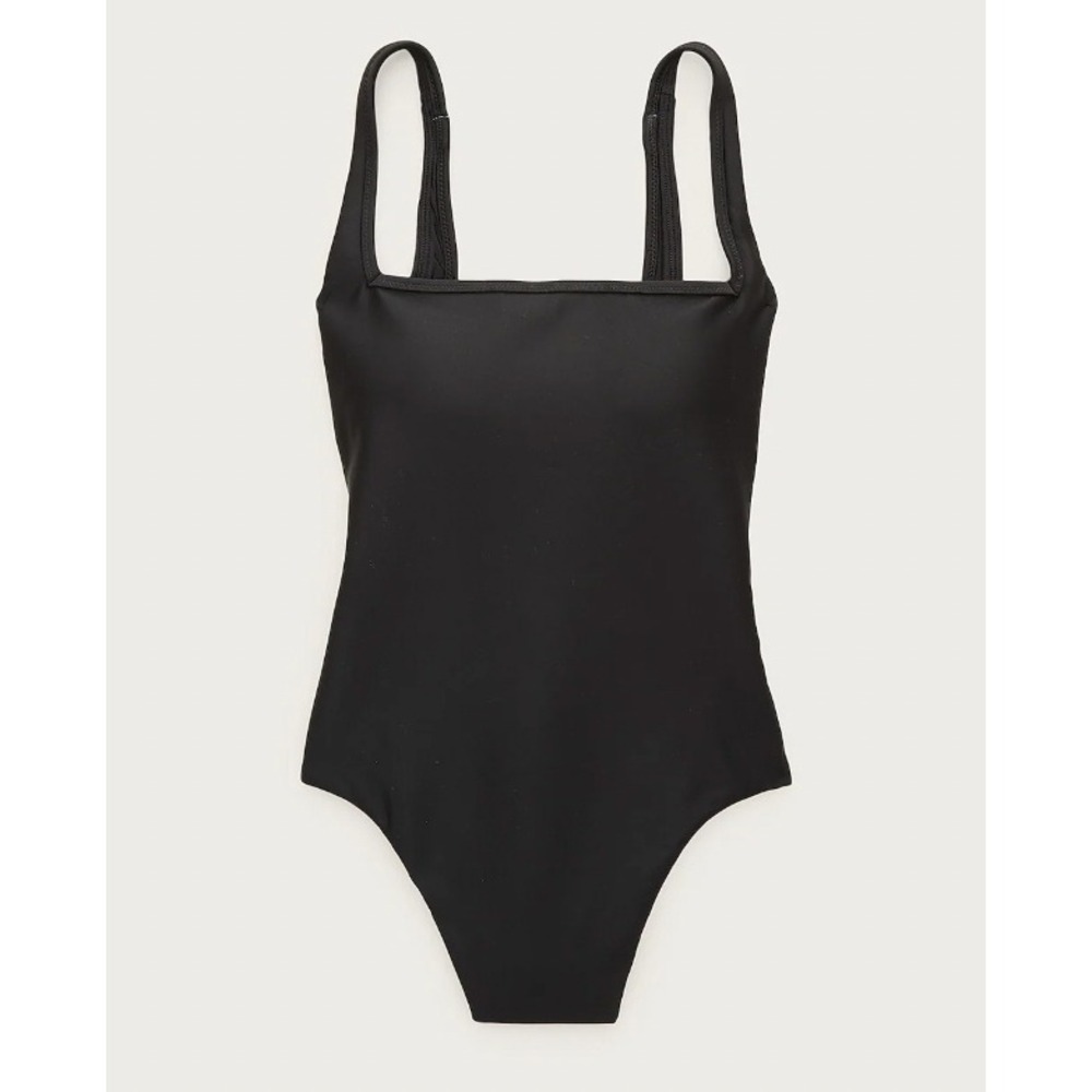 J.Crew Classic Sculpt Black One Piece Swimsuit Size 6 Square Back Beach Poolside
